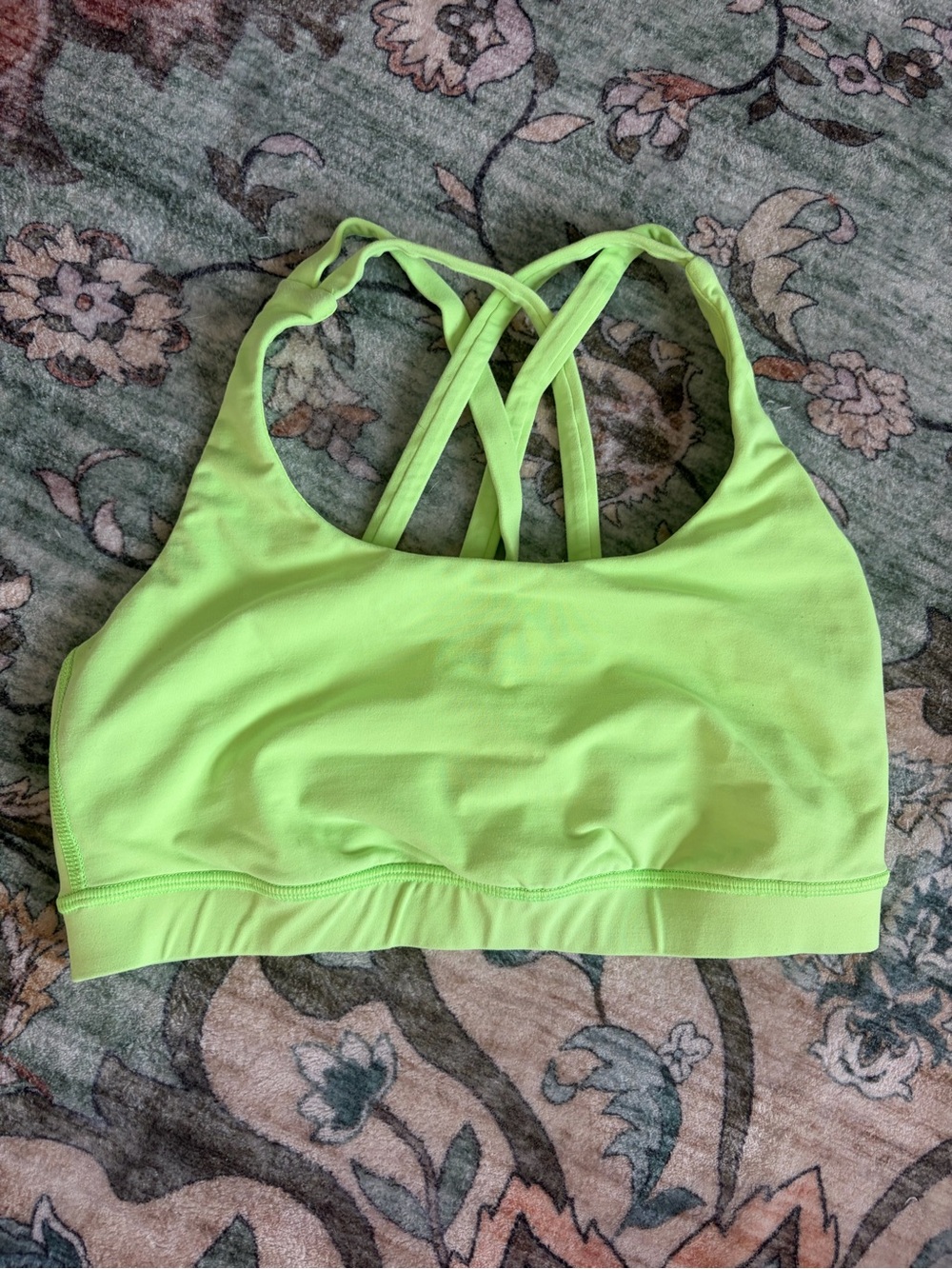 Lululemon Neon Green Strappy Sports Bra Small